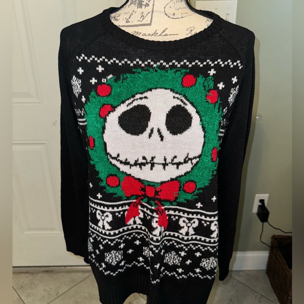 Tim Burtons Nightmare Before Christmas Jack Skellington Christmas Sweater XL